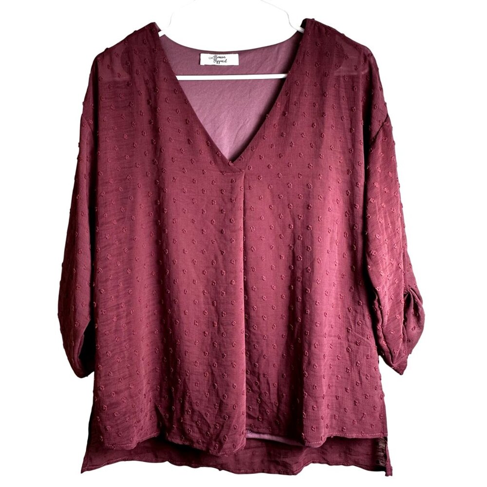 Beacon Apparel Womens Elegant Blouse Rose Sz S Texture Bohimian Blouse NWOT